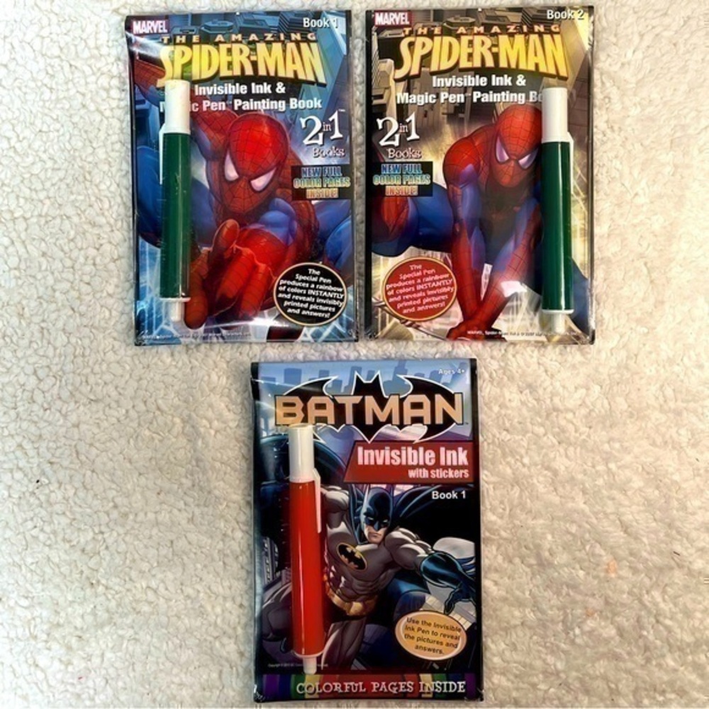 Marvel Spider-Man & Batman invisible Ink Magic Pen Painting Activity Books